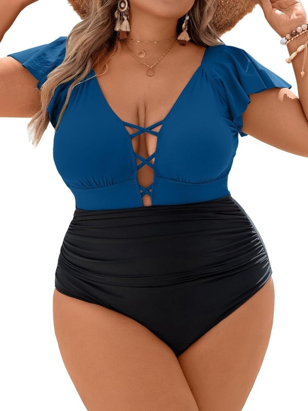 Blooming Jelly Women's Plus Size One Piece Swimsuit Tummy Control 3X-LARGE